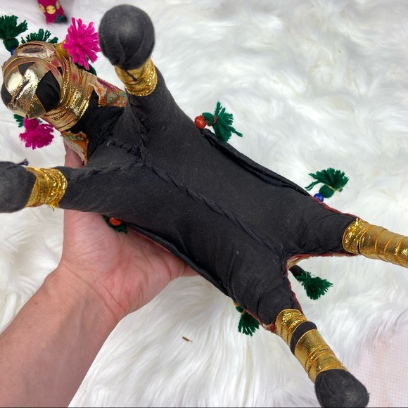 VINTAGE Authentic Handmade Fabric Art Ox Bull Decorative Animal India Global - Picture 2 of 5